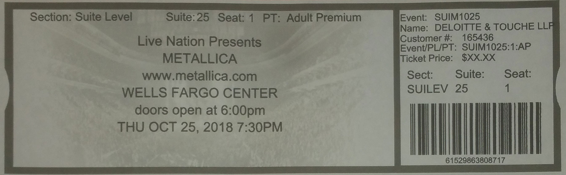 Wells Fargo Center Seating Chart Metallica